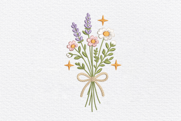 Boho Floral Bouquet Embroidery Design