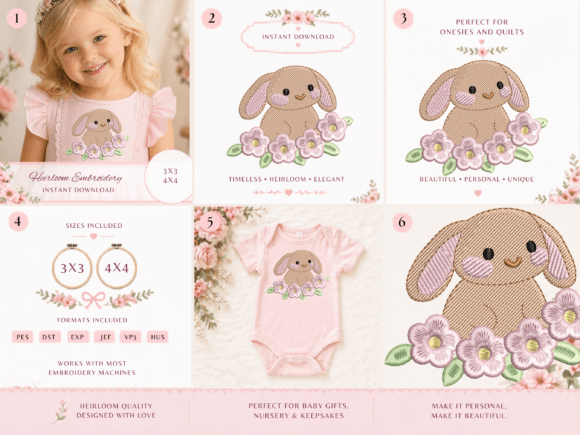 Cute Bunny Floral Embroidery Design Review