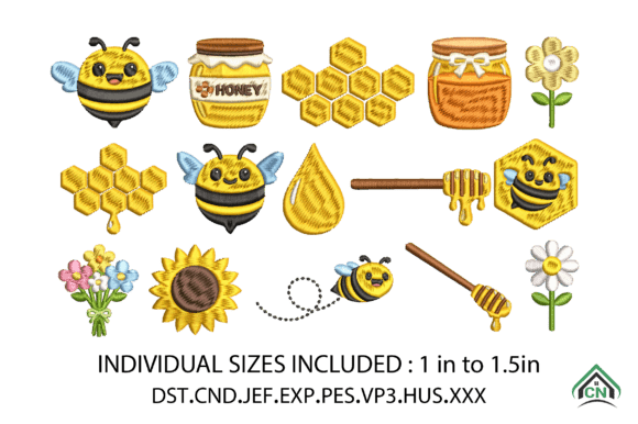 Cute Honey Bee Floral Mini Embroidery