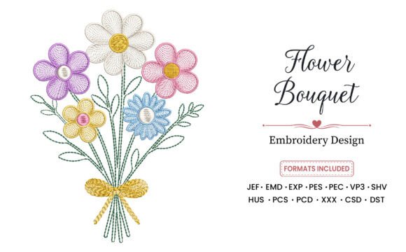 Daisy Flower Bouquet Embroidery Design