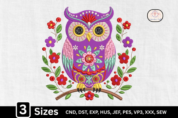 Floral Owl Bird Folk Art