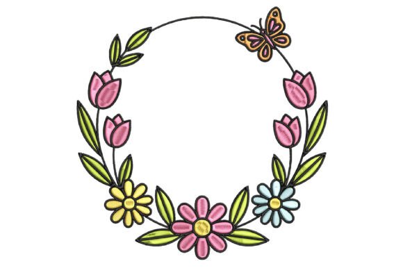 Flower Wreath Embroidery Design