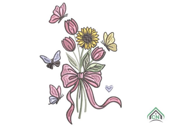 Spring Floral Butterfly Embroidery