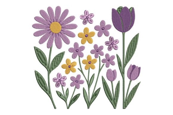 Spring Flower Set Embroidery Design